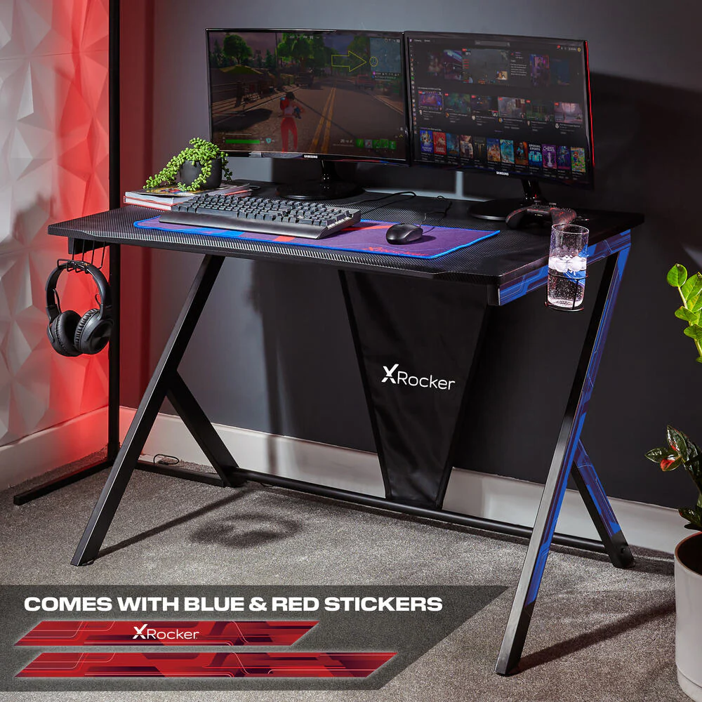 Ocelot 115cm Gaming Desk with Mousepad - Carbon Black