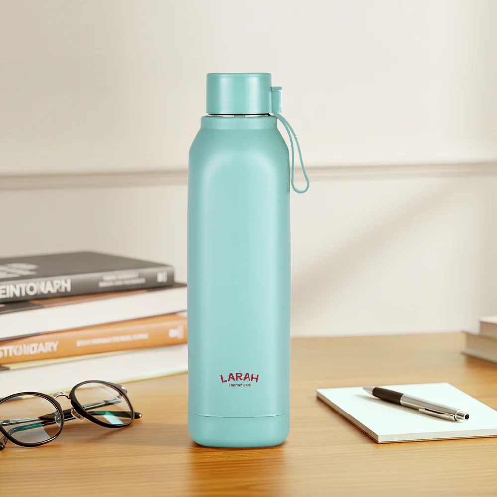 Larah Cube Square PU Thermoware Bottle, 700 ml, Mint