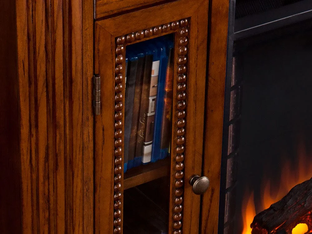 Atkinson Infrared Electric Fireplace Media Console in Rich Brown Oak