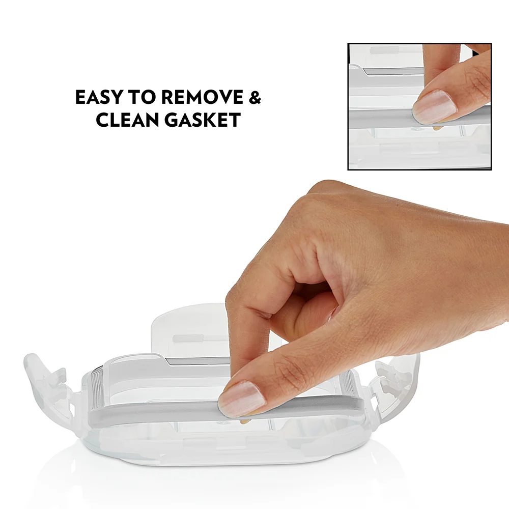 Elite Blue Grey Glass Lunch Box, Square x 3 (Tall), Set of 3, 320ml