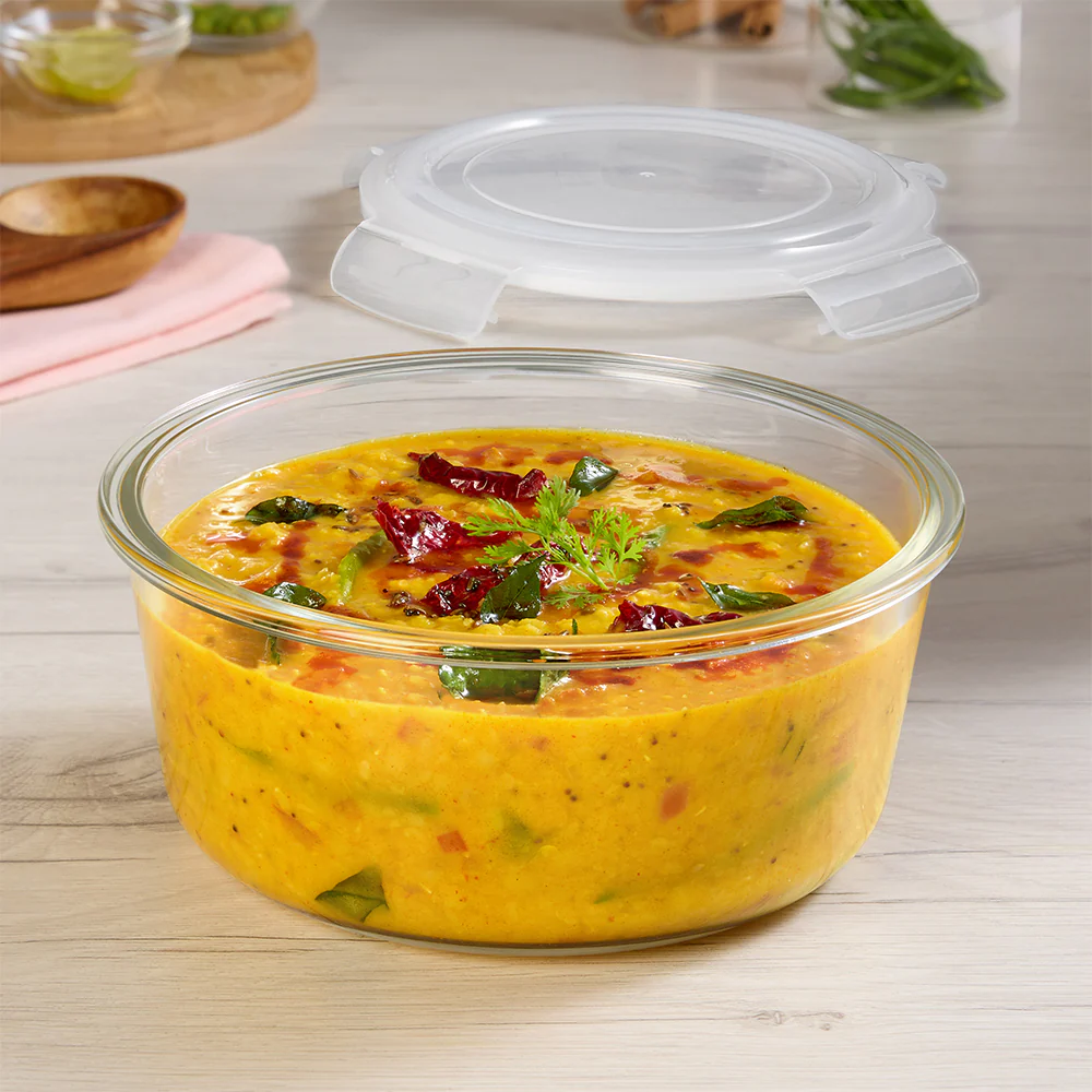 Borosil Tuff-Glass Klip n Store, Round Container