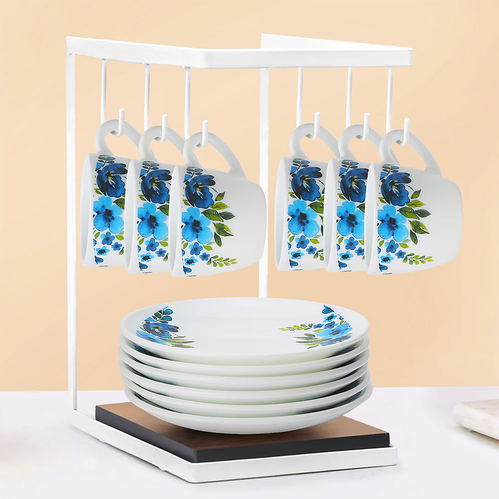 Larah by Borosil Pansy Cup n Saucer Set, 90ml x 12