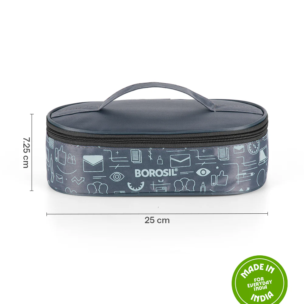 Borosil CarryFresh Lunch Bag For Lunch Box Set of 2, (280ml + 280ml), Flat (Only Bag)