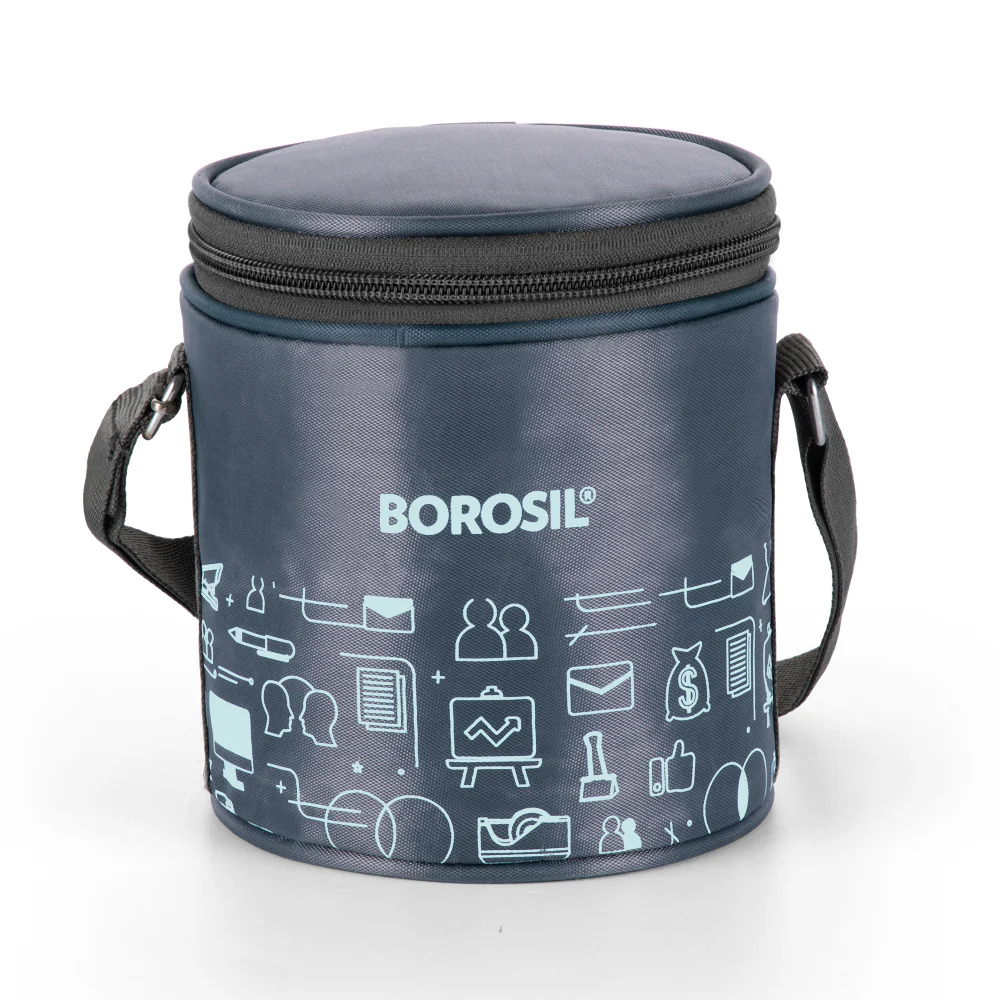 Borosil CarryFresh Lunch Bag For Lunch Box Set of 2, (280ml + 280ml), Tall (Only Bag)