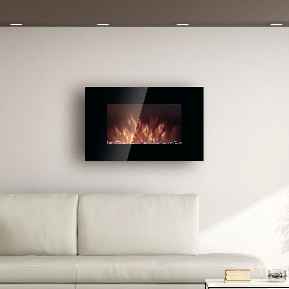 Comfort Smart 35-In Wall Mount Electric Fireplace w/ Pebbles- CS-35-WP