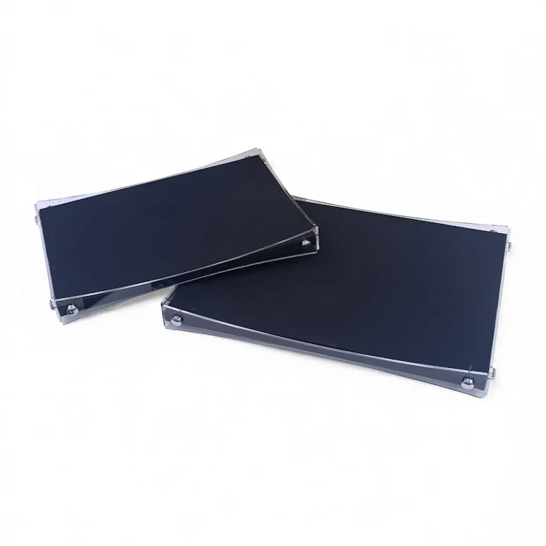 2 Piece Acrylic & Leather Tray Black