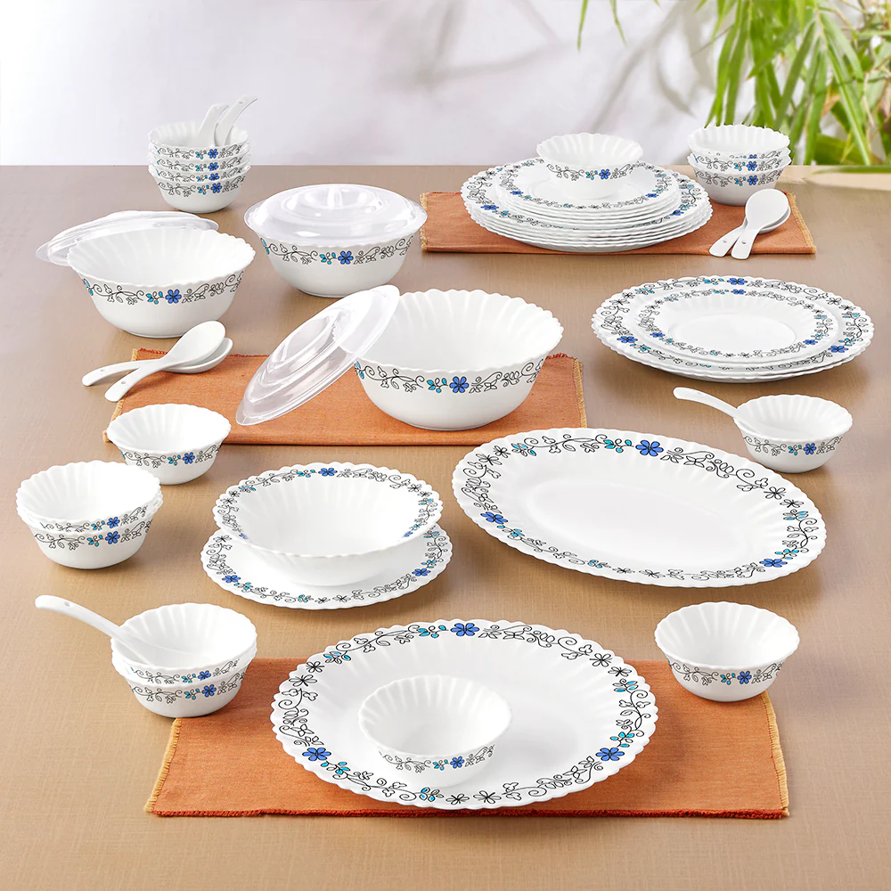 Larah by Borosil Blue Iris 47 pc Dinner Set