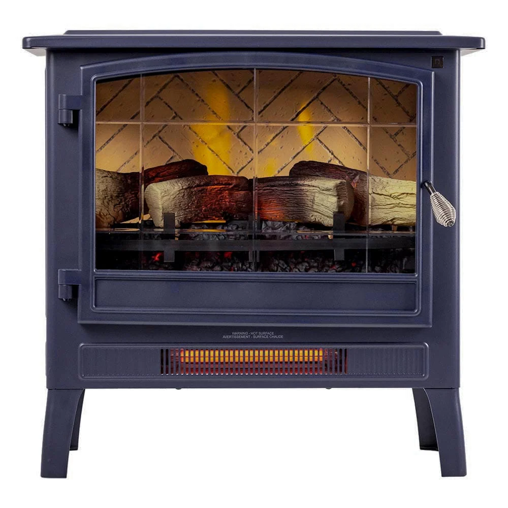 Country Living Navy Blue Infrared Electric Fireplace Stove Heater
