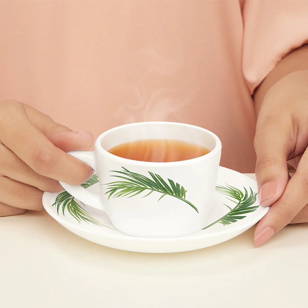 Larah by Borosil Crescent Cup n Saucer Set, 140ml x 12