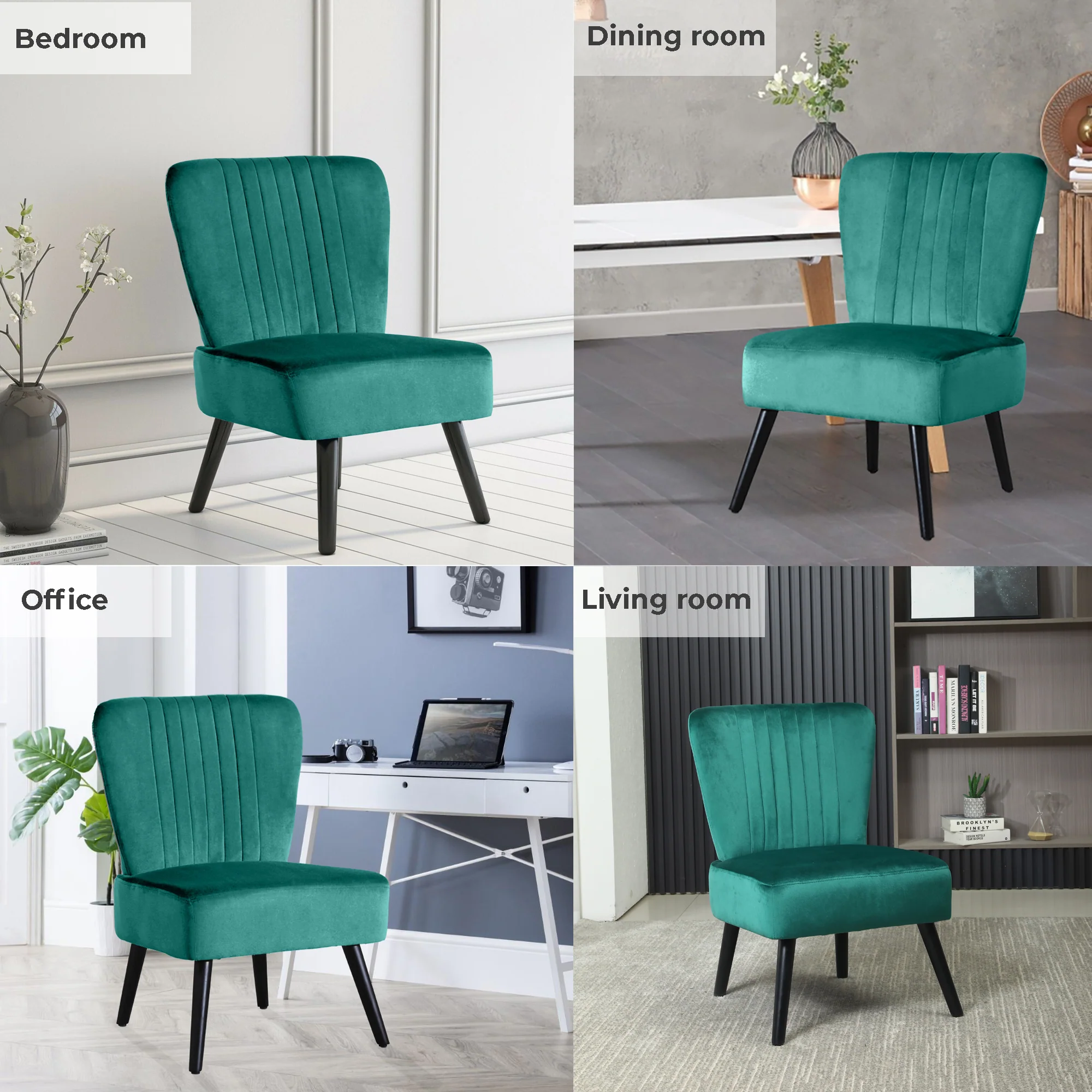 Neo Chianale Emerald Green Crushed Velvet Shell Accent Chair