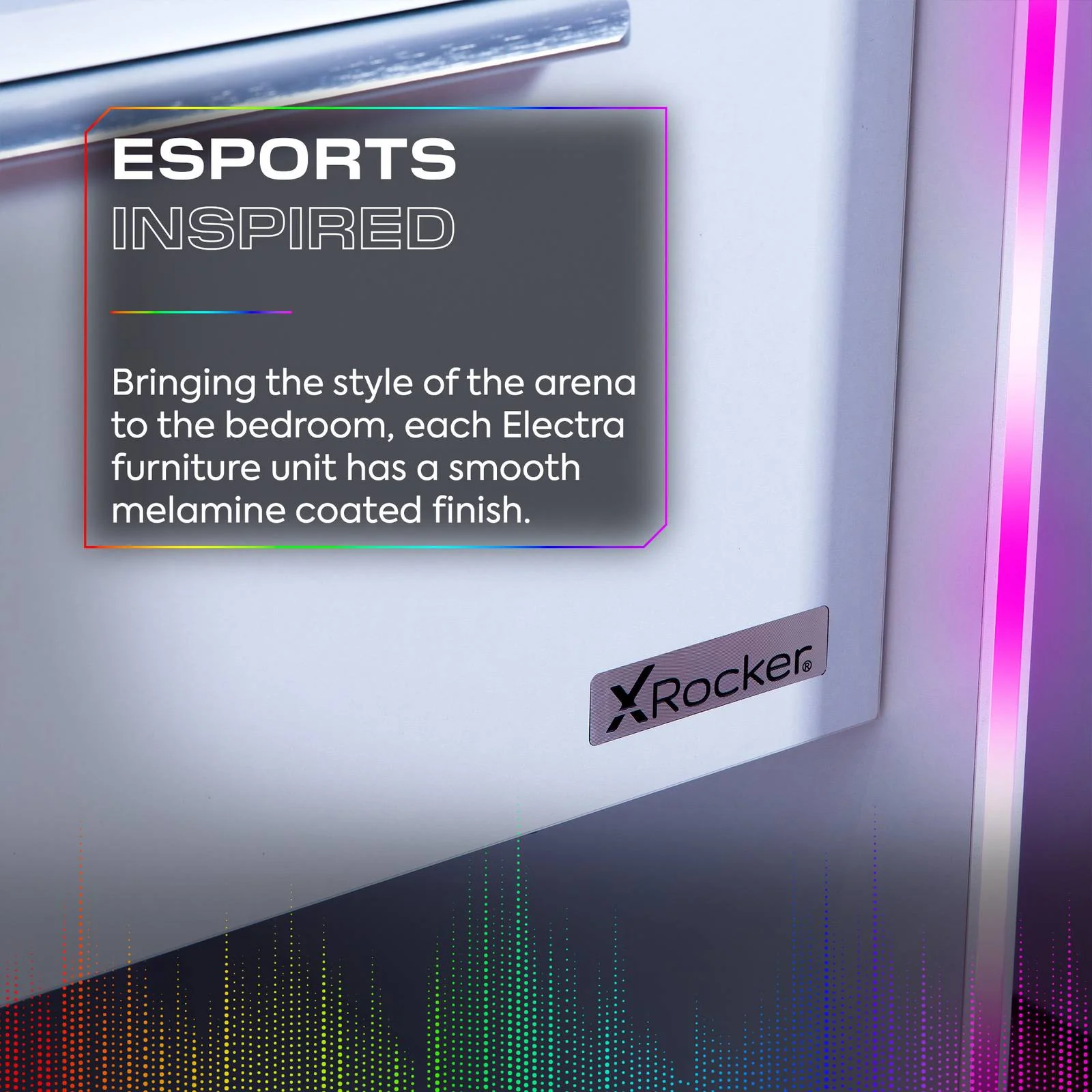 Electra LED Bedside Side Table with Wireless Charging - White RGB