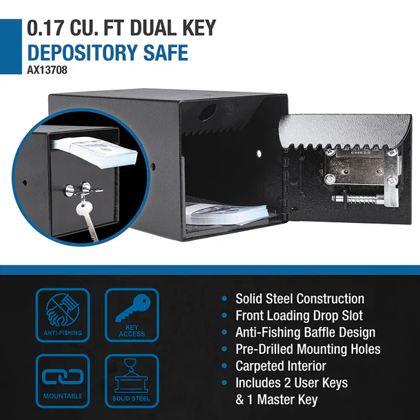 Barska AX13708 Dual Key Under Counter Safe