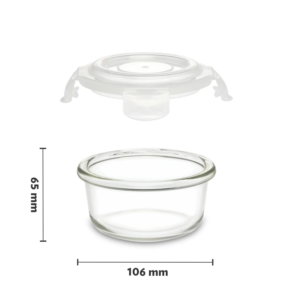 Borosil Tuff-Glass Klip n Store, Round, Set of 3, Containers
