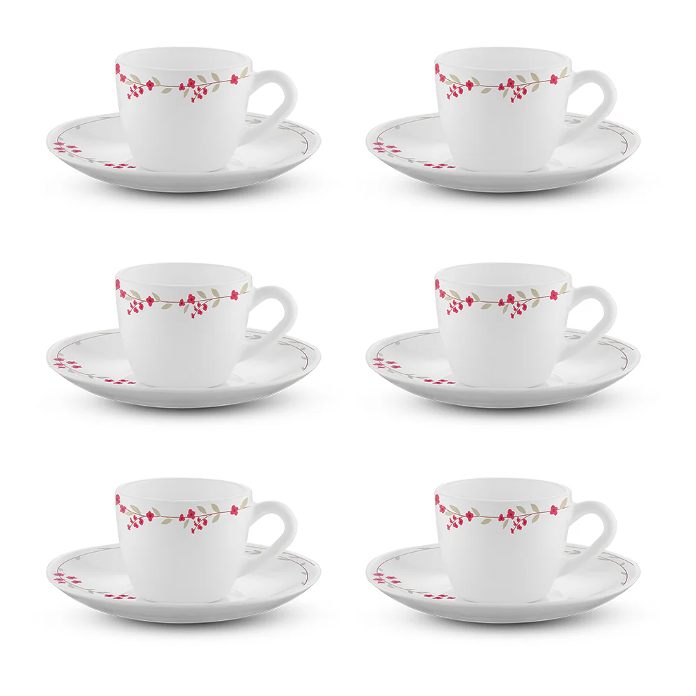 Larah by Borosil Verona Cup n Saucer Set, 90ml x 12