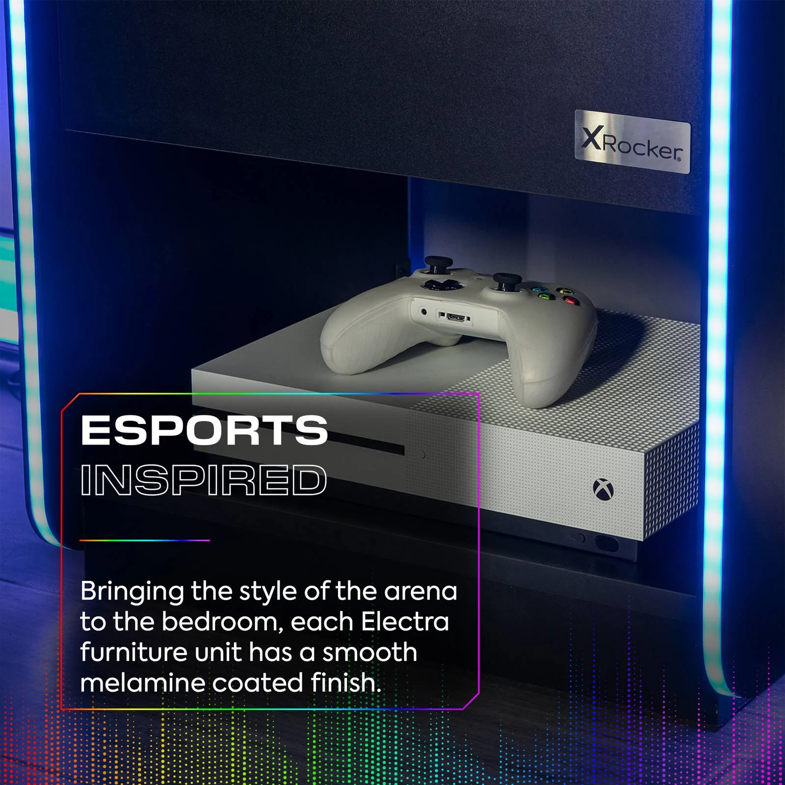 Electra LED Bedside Side Table with Wireless Charging - Black RGB