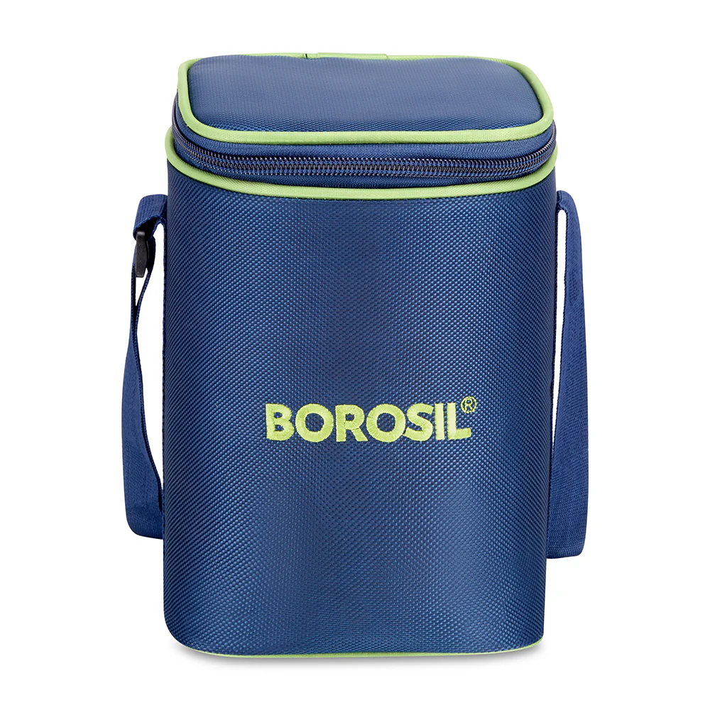 Borosil Blue Lunch Bag, Square, For Set of 3, (320ml) (Only Bag)