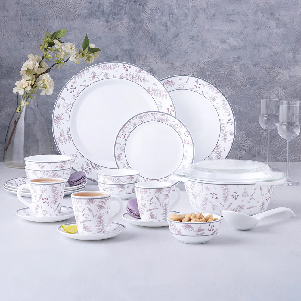 Larah By Borosil Grandeur Dinner Set, 49 pc