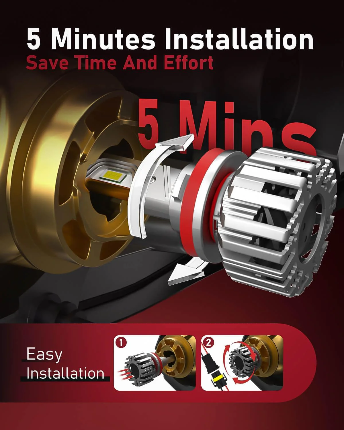 Super Bright LED Fog Light Bulbs 30000lm 55W H7 LED 6000K, 6 Pcs