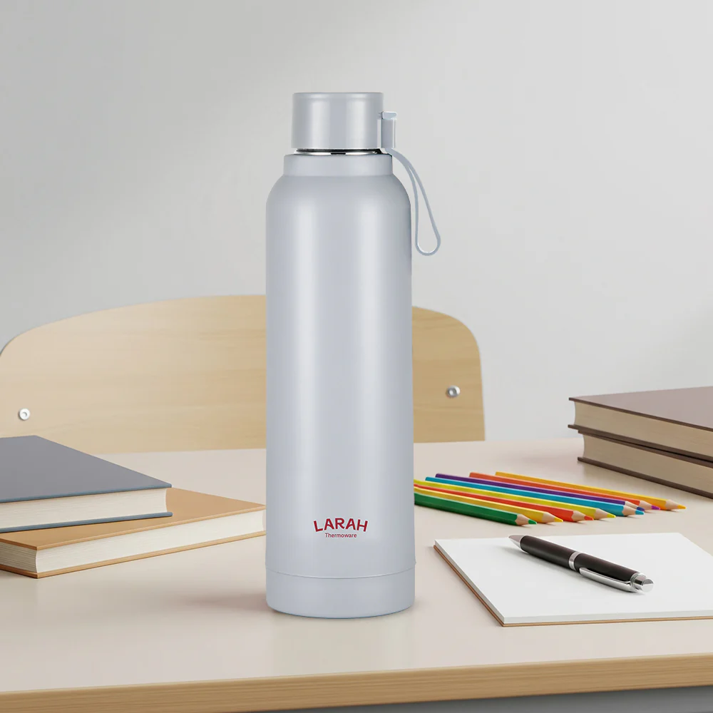 Larah Orbit Round PU Thermoware Bottle, 700 ml, Grey