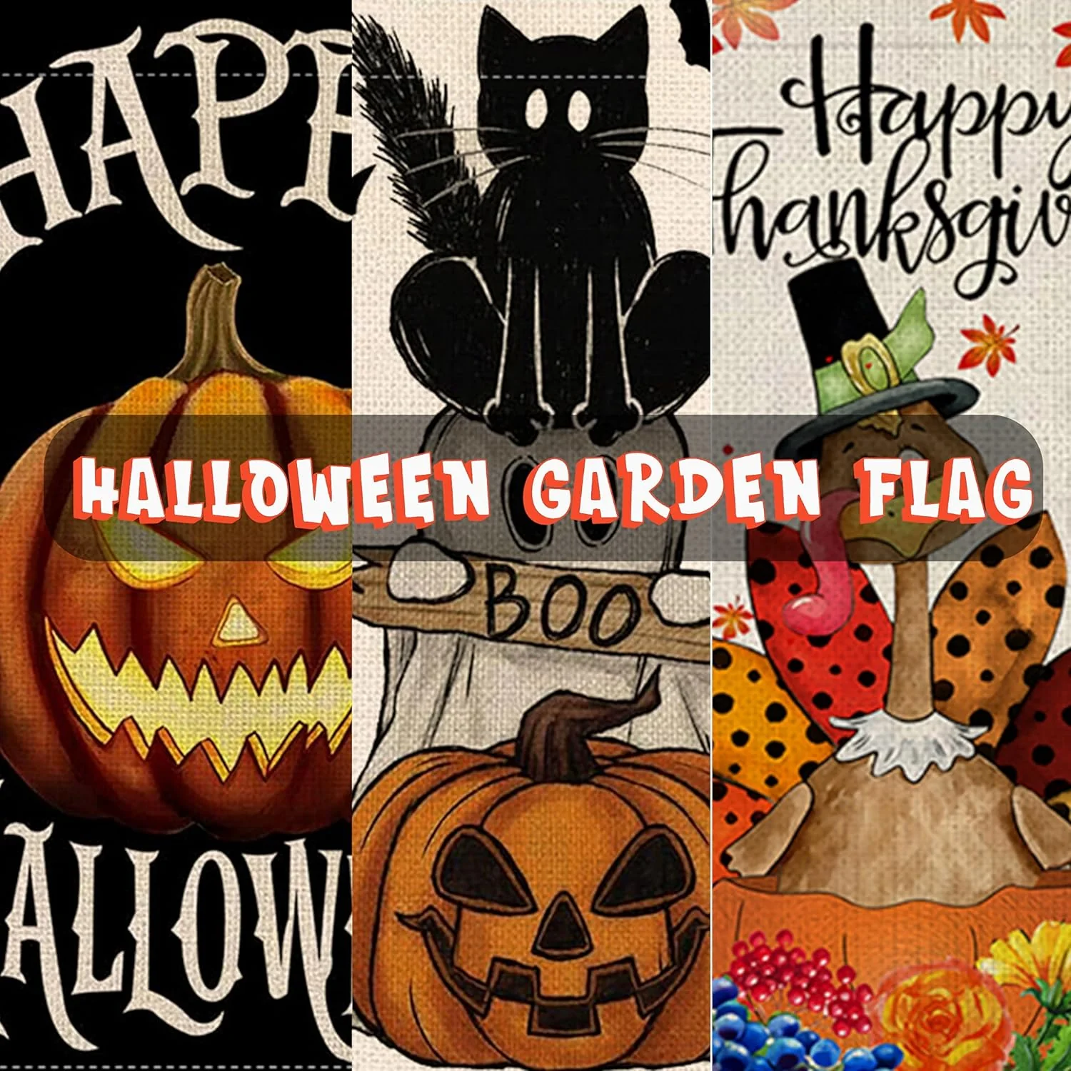 Halloween Garden Flag 12x18 Inch, Vertical Double Sided, 6Pcs