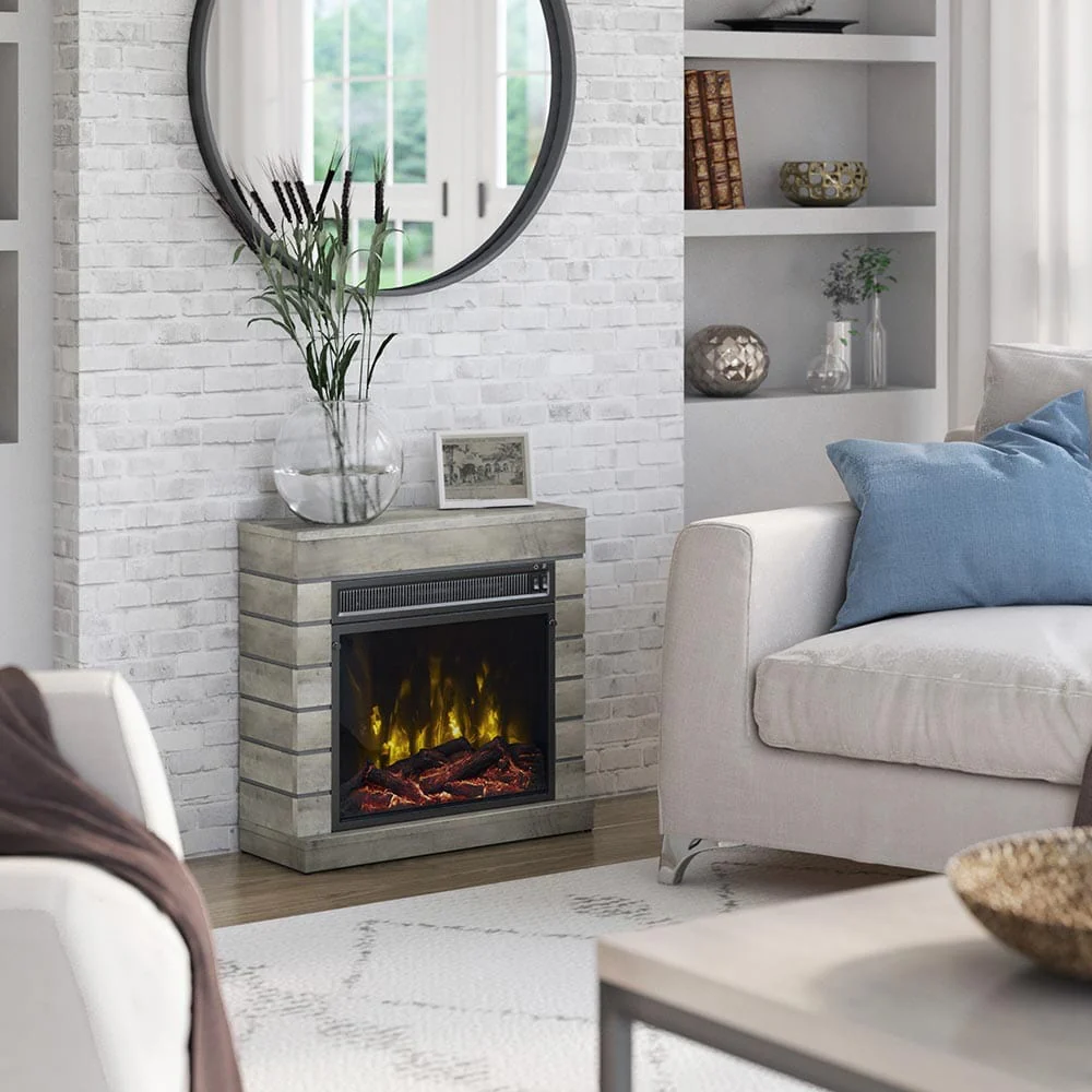 Harlan Electric Fireplace Mantel Package in Valley Pine
