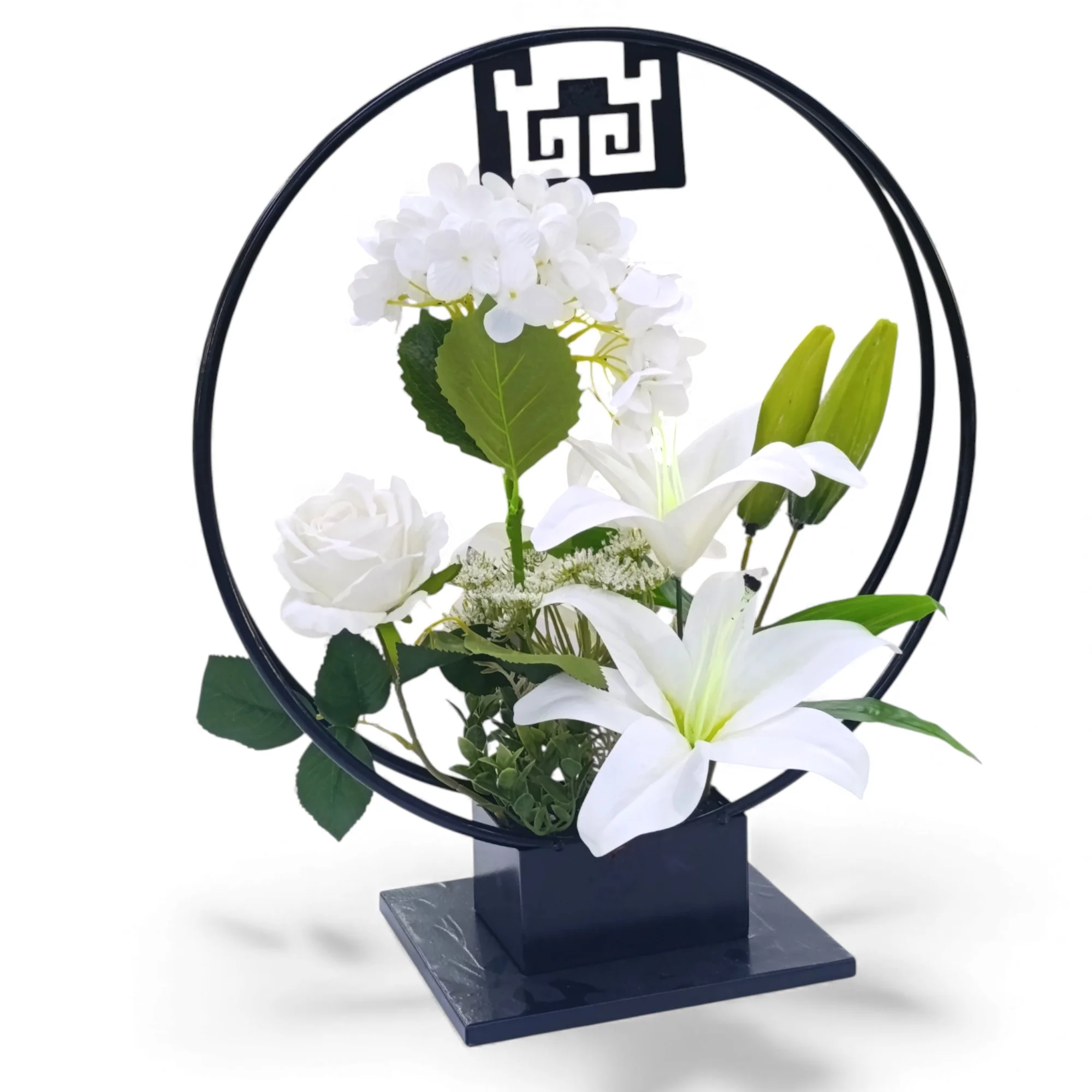 Artificial Flower Arrangement on Stand White