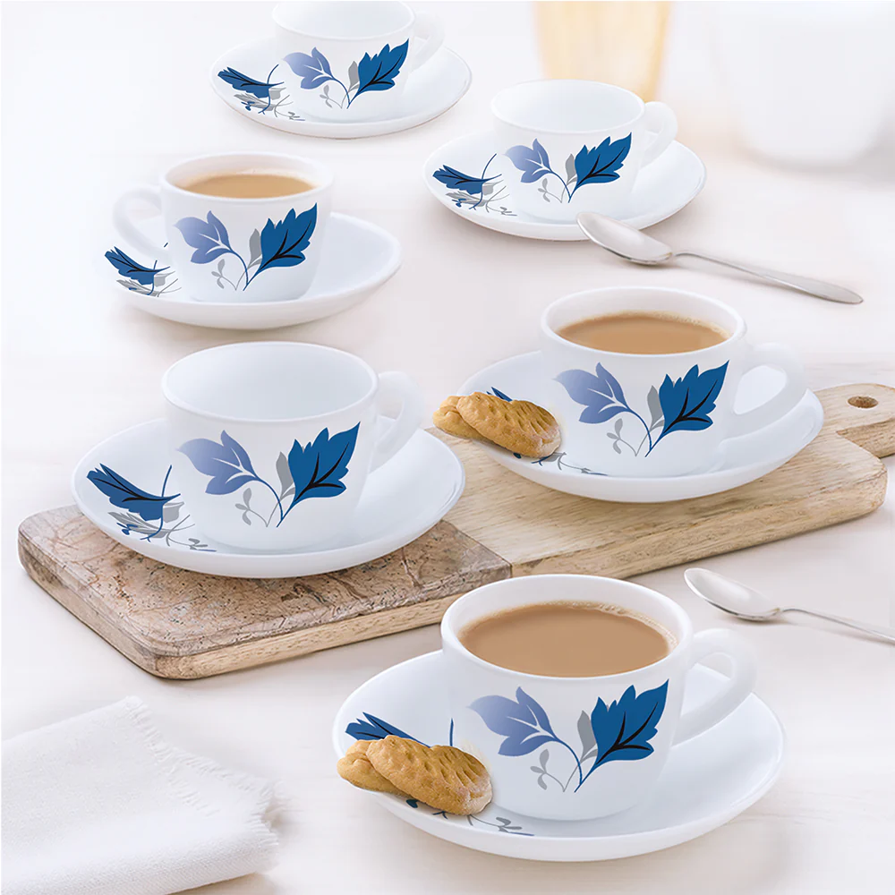 Larah by Borosil Ageria Cup n Saucer Set, 90ml x 12