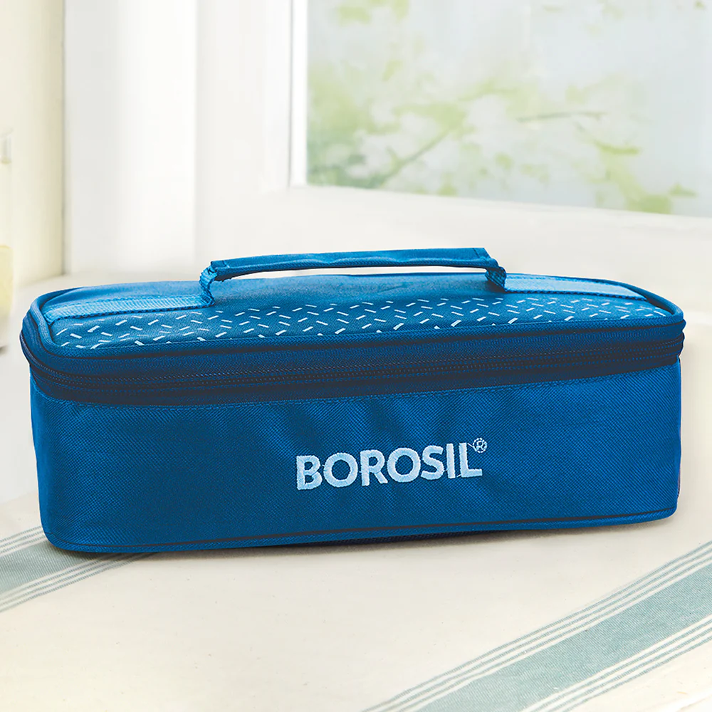Borosil Teal Flat Lunch Bag, Square, For Set of 2, (320ml) (Only Bag)
