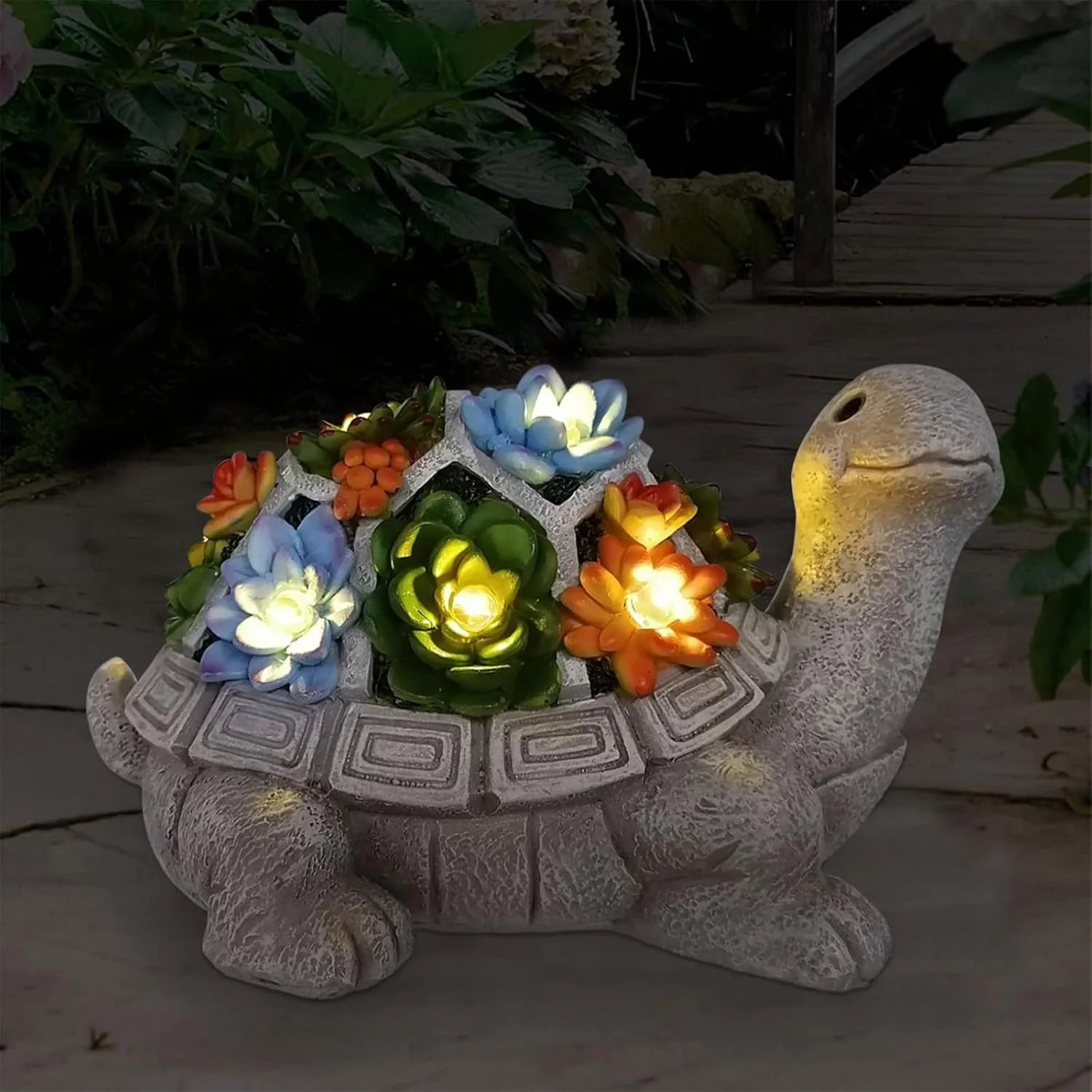 Solar Cute Animal Garden Statue with Succulents & LED Lights – Unique Lawn Decor & Housewarming Gift