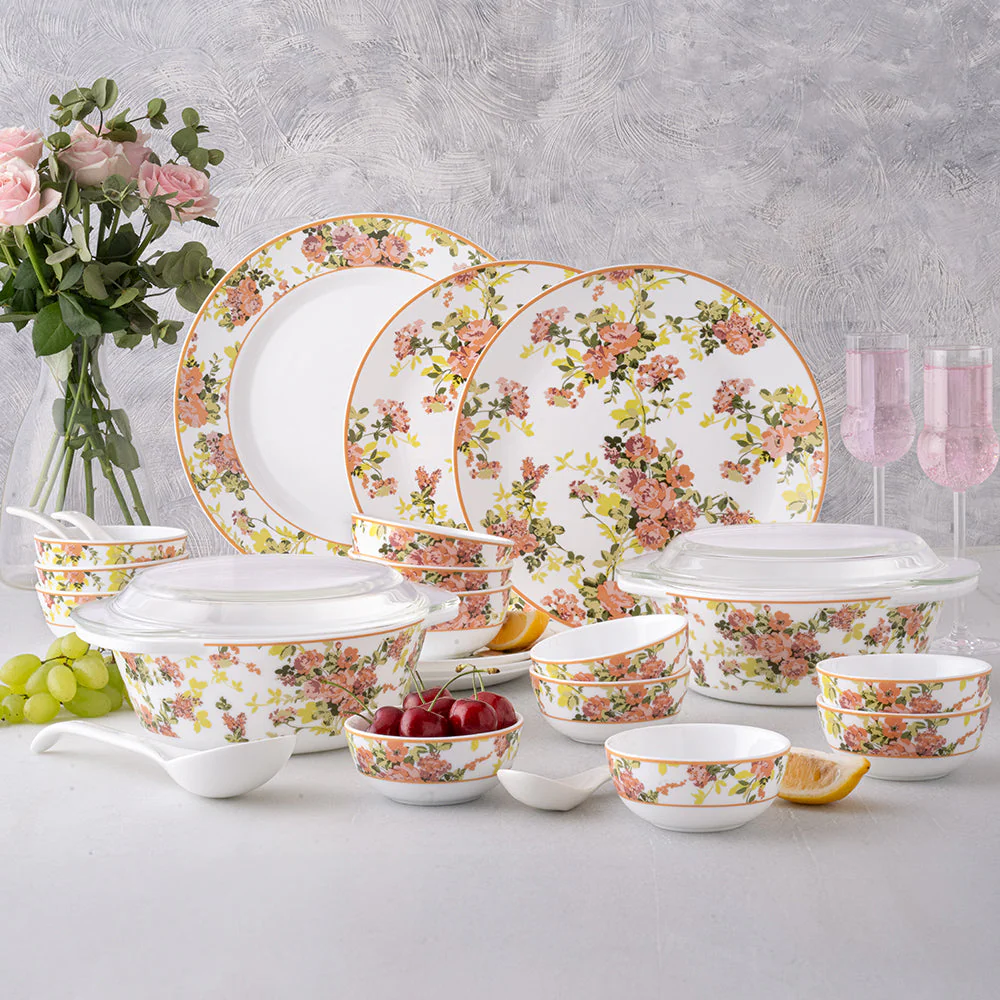 Larah By Borosil Amora Dinner Set, 51 pc