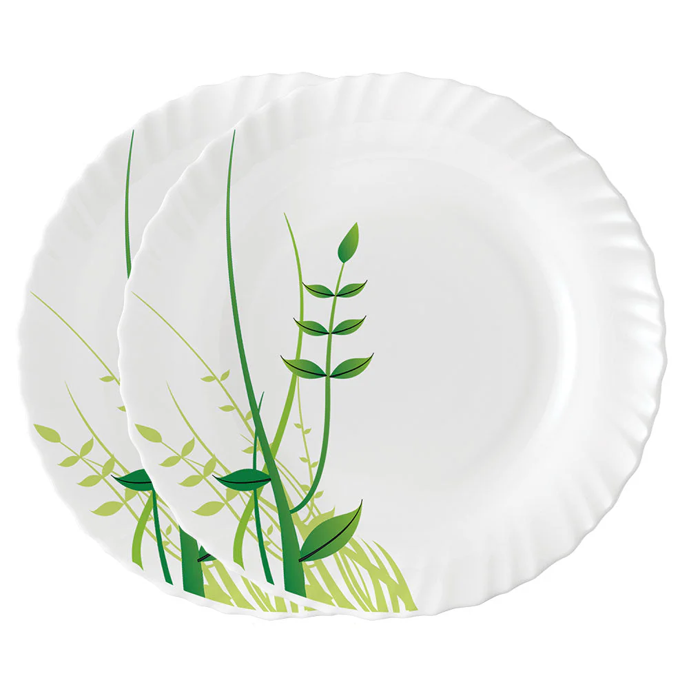 Larah by Borosil Green Herbs Noodle / Soup Plate Set, 2 pc
