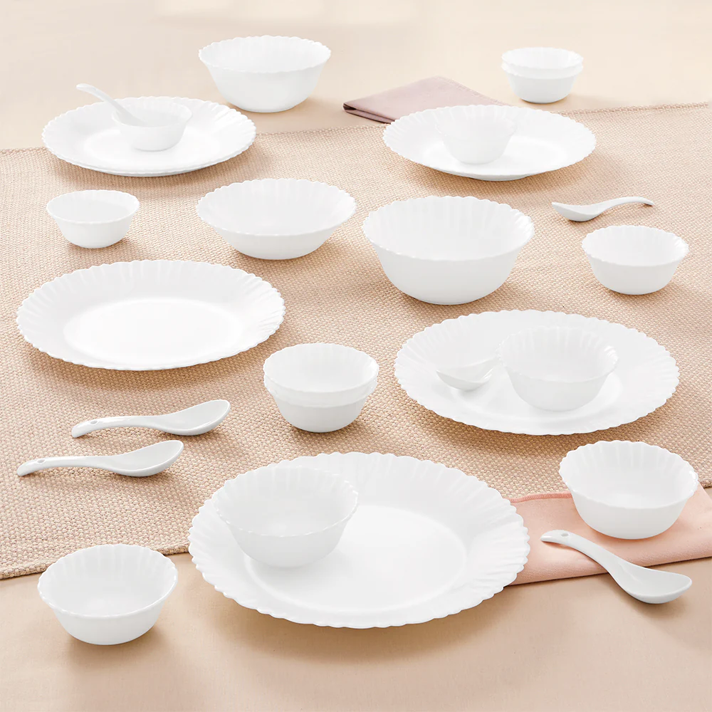 Larah by Borosil, Brand Logo Dinner Set, 27 pc