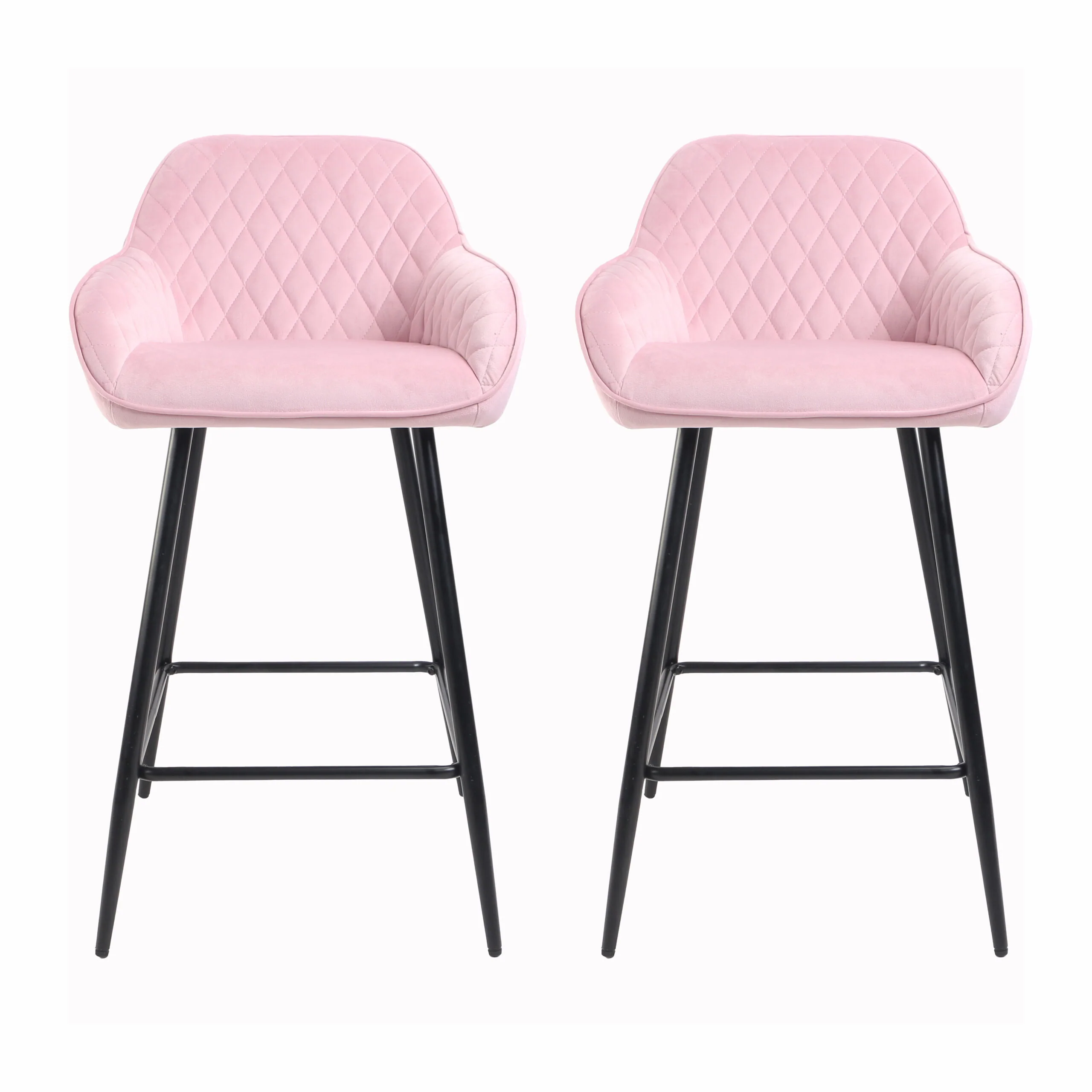 Annecy Pink Crushed Velvet Bar Stool