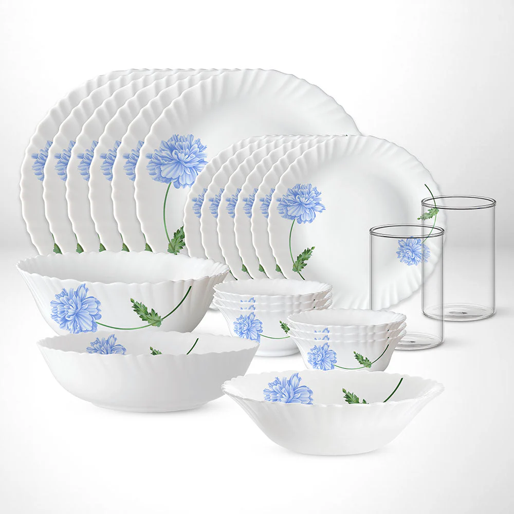 Larah by Borosil Blue Mist Dinner Set, 9 pc