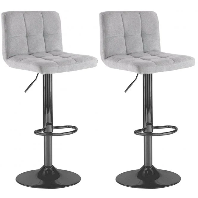 Neo Bar Stool Grey Fabric with Adjustable Black Steel Base