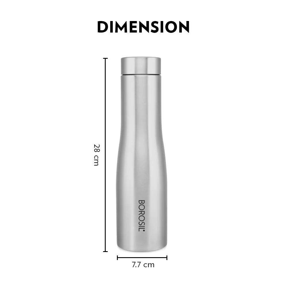 Borosil Swan Stainless Steel Single Wall Bottle, 1 L