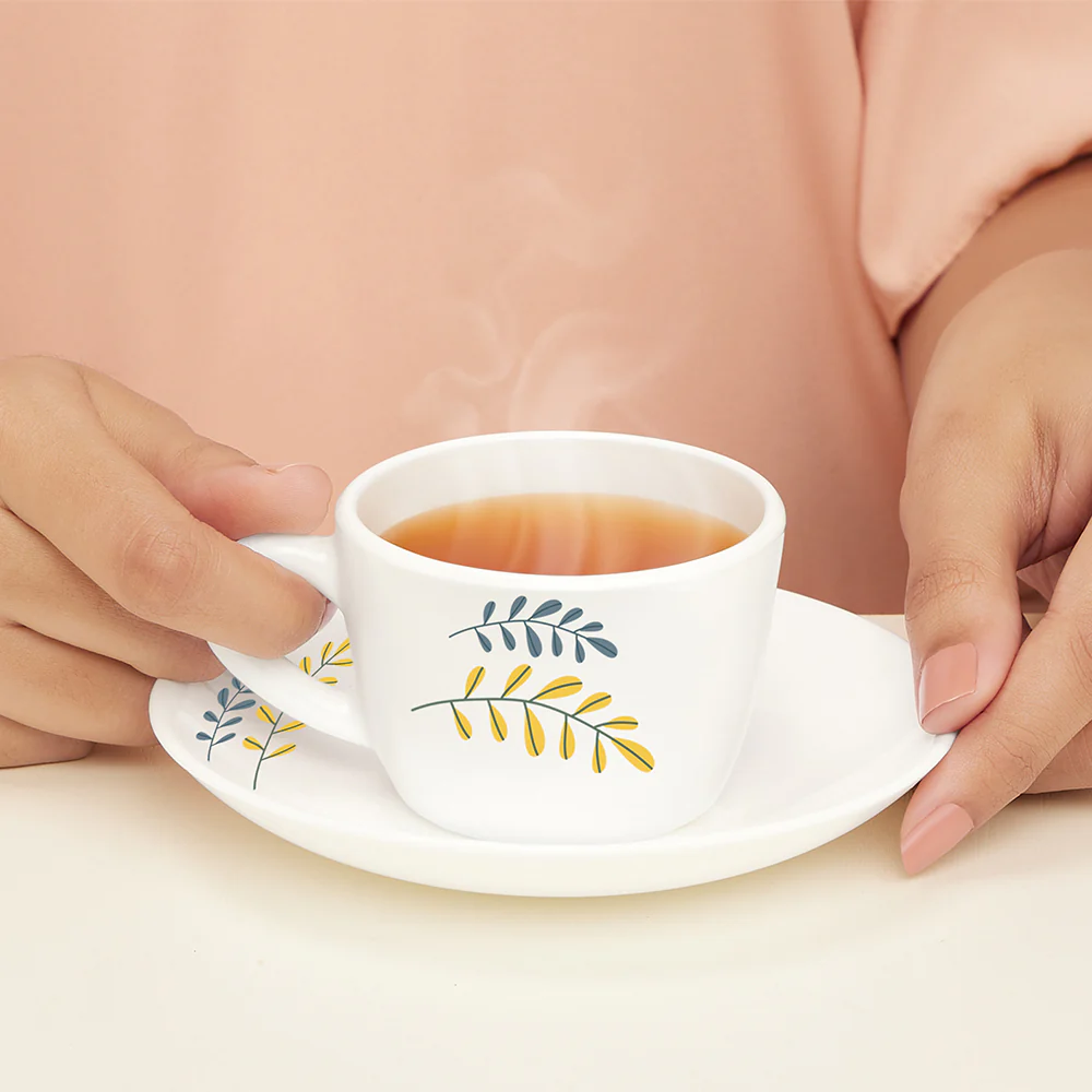 Larah by Borosil Niva Cup n Saucer Set, 140ml x 12