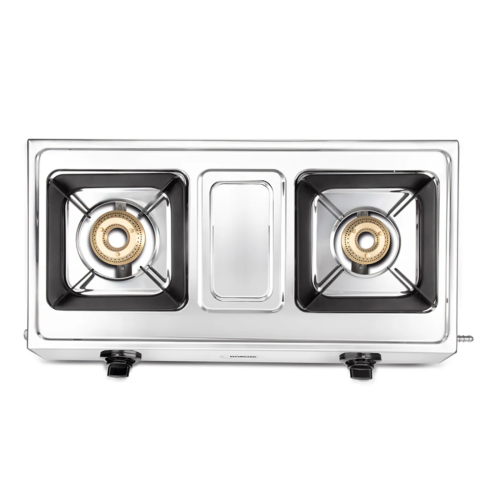 Borosil Smart Flame Stainless Steel Gas Stove, 2 Burners