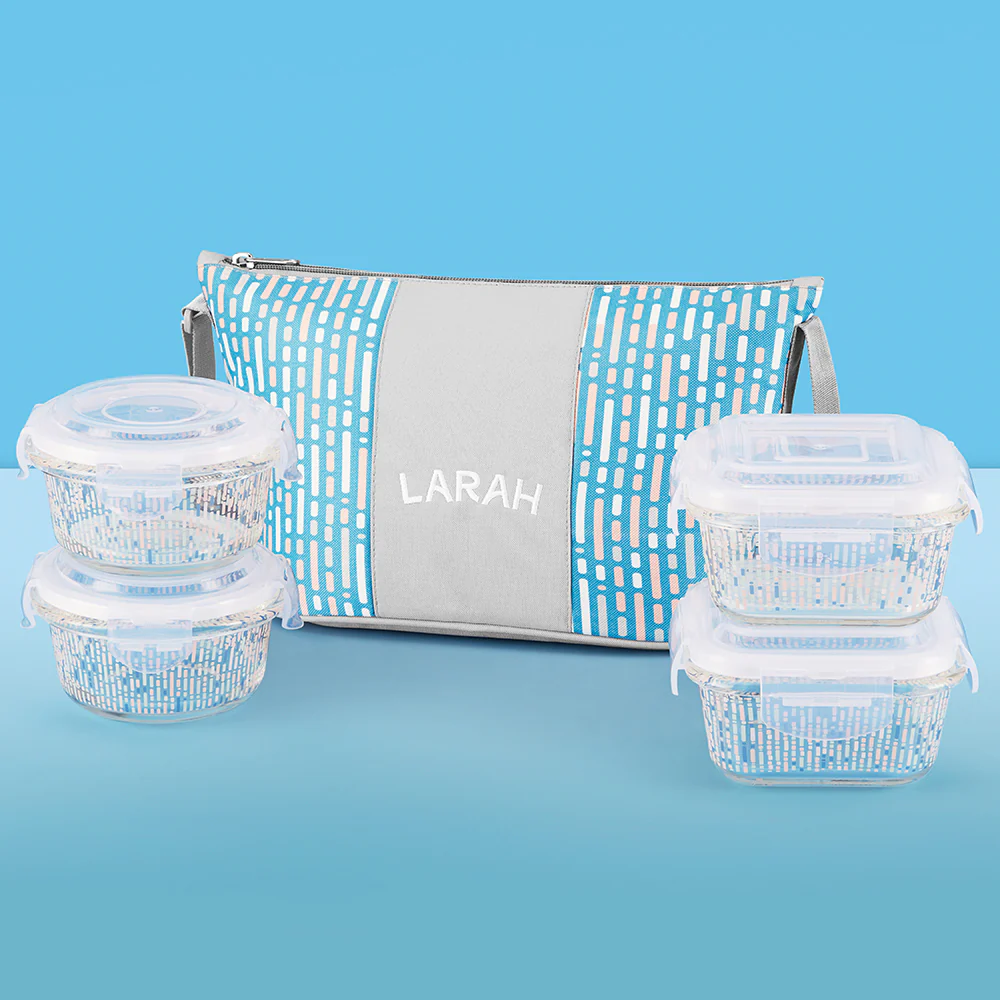 Larah Vogue Daisy Glass Lunchbox, Set of 4