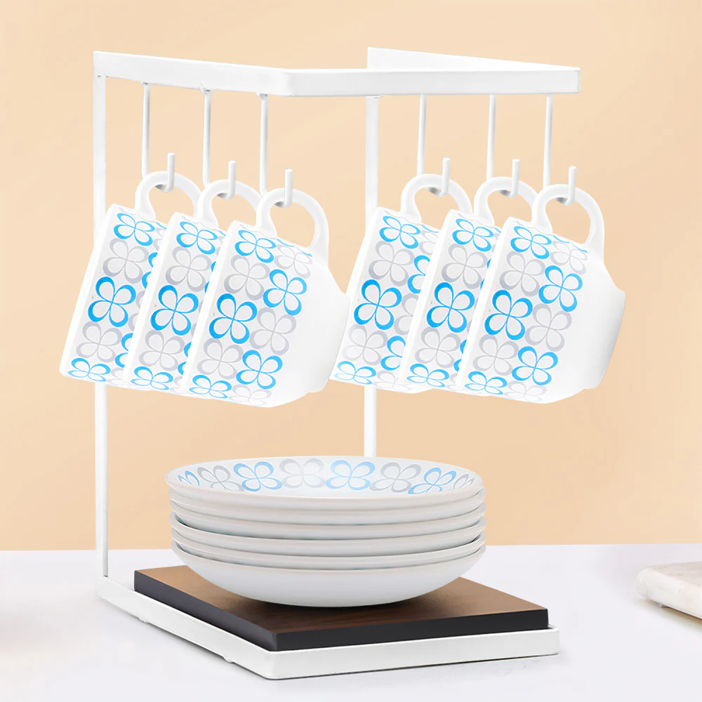 Larah by Borosil Sundrop Blue Cup n Saucer Set, 220ml x 12