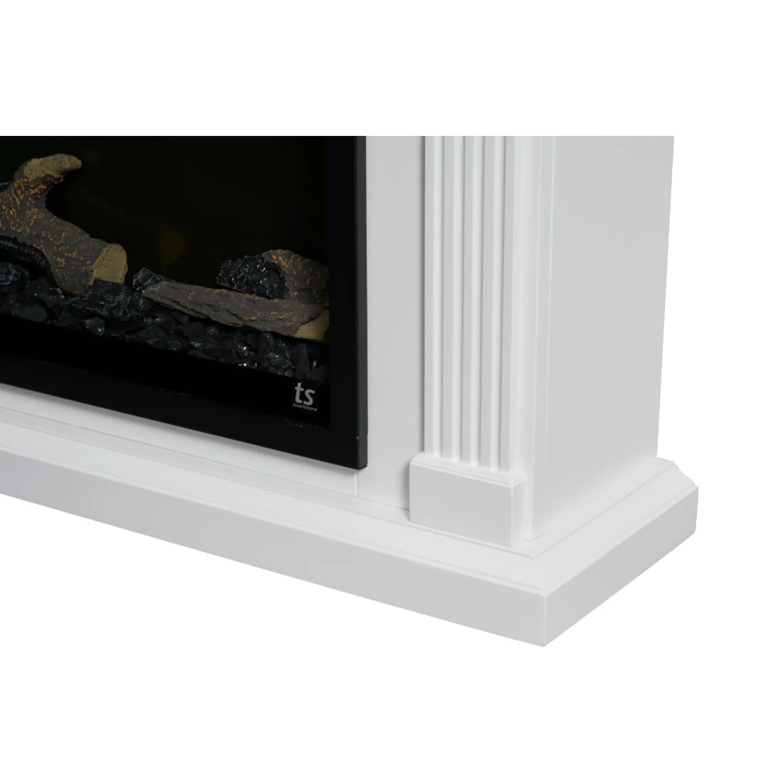 Fireplug Pro 33 Inch Smart Electric Fireplace with White Encase Surround Mantel
