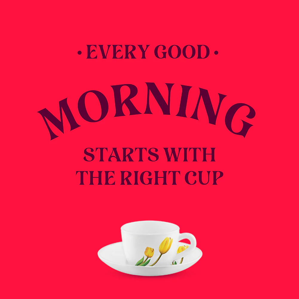 Larah by Borosil Lyana Cup n Saucer Set, 140ml x 12