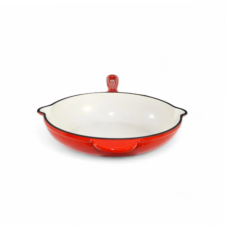 Aqua Enamel Cast Iron Fry Pan Red
