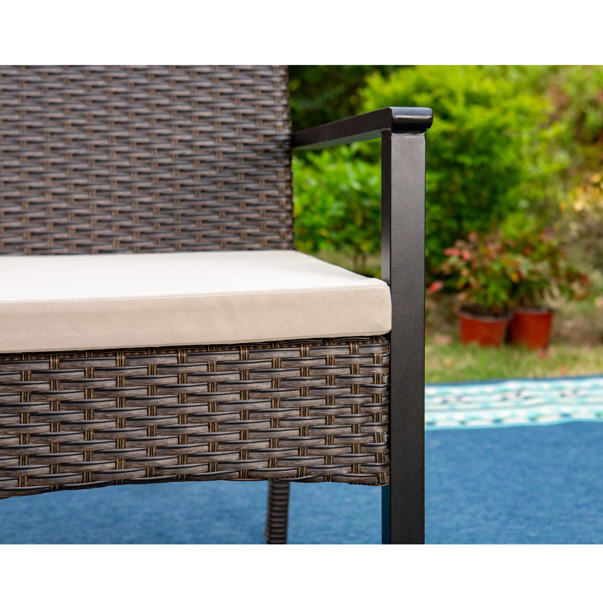 6-Person Patio Seating Group with Cushions, Black & Brown