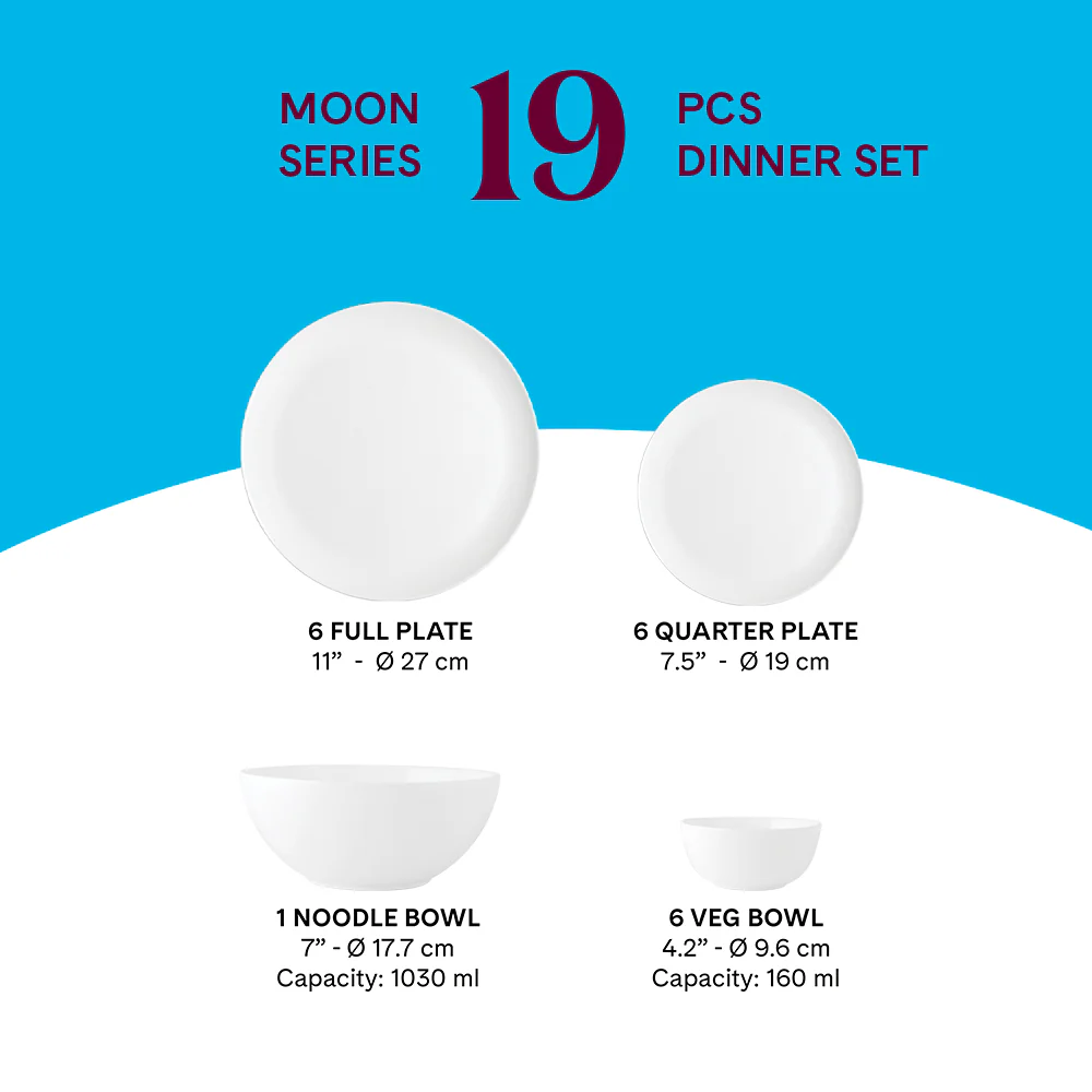 Larah by Borosil, Inca Dinner Set, 19 pc