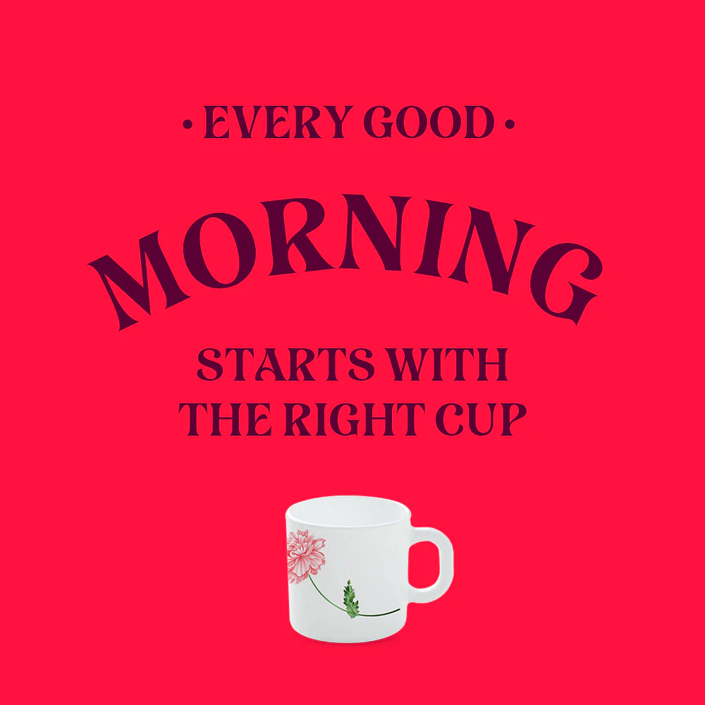 Larah by Borosil Red Mist Mug Set, 180ml x 6