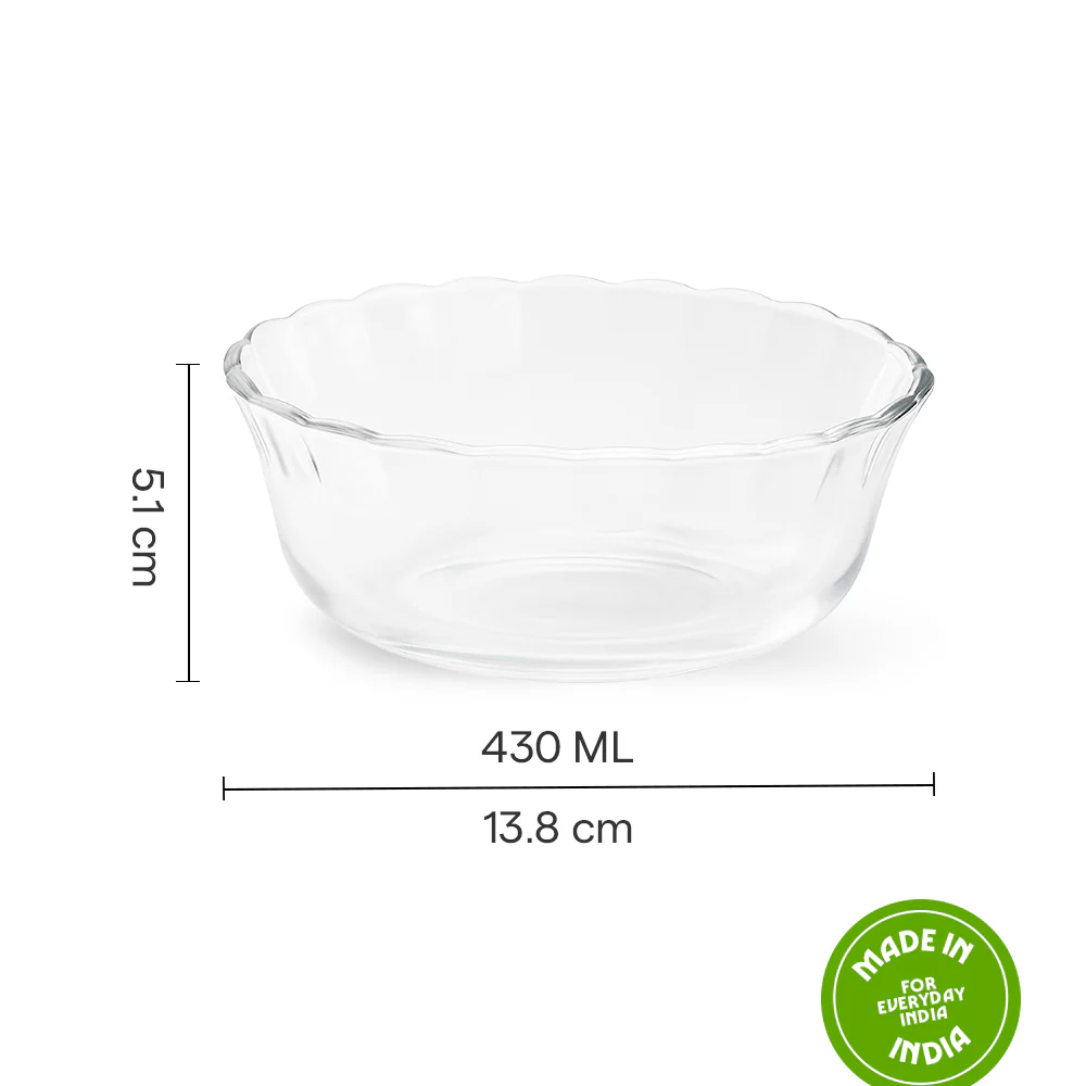 Borosil Designer Bowl Set, 430ml x 4