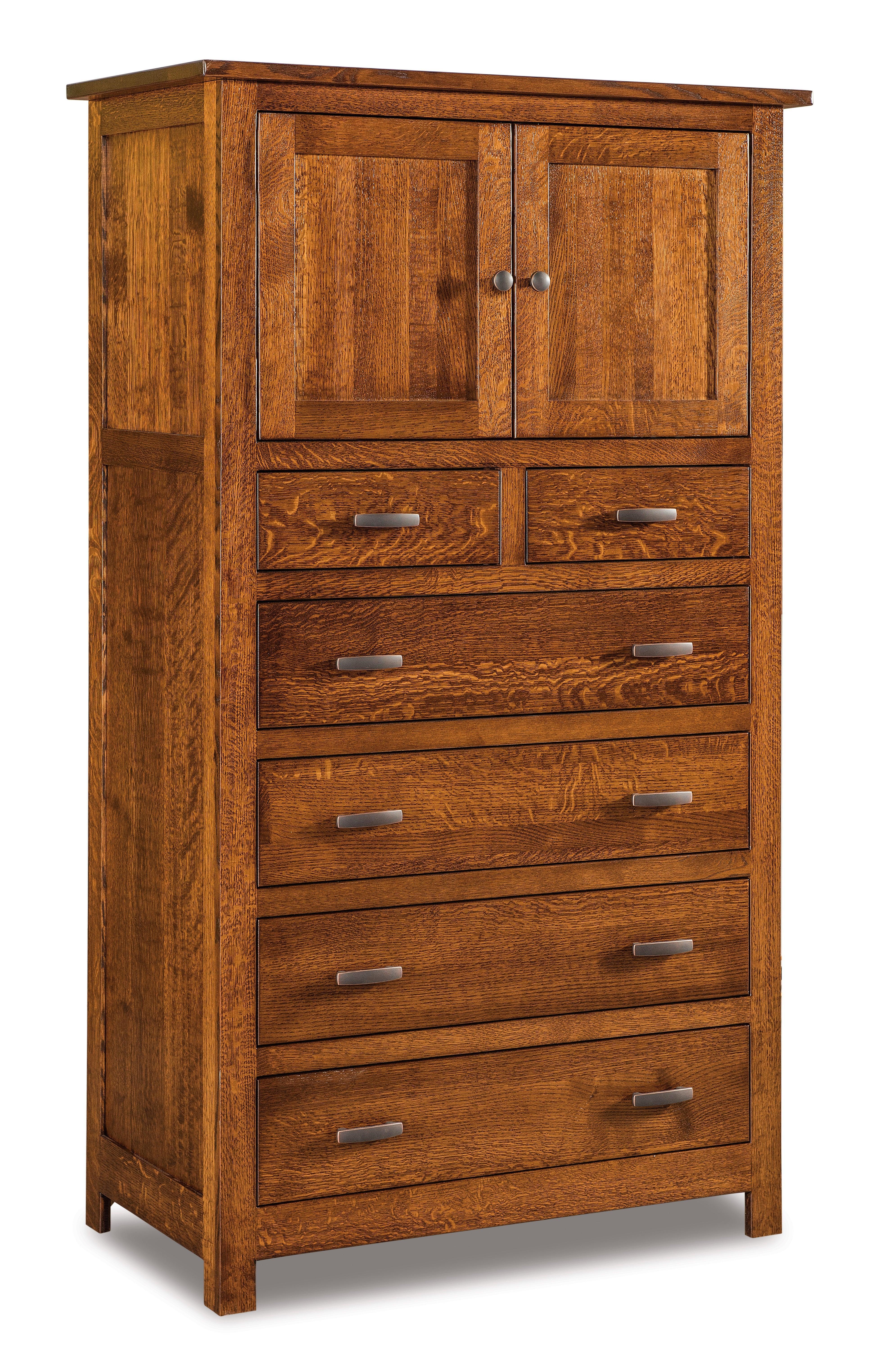 Amish Flush Mission Six Drawer Two Door Armoire