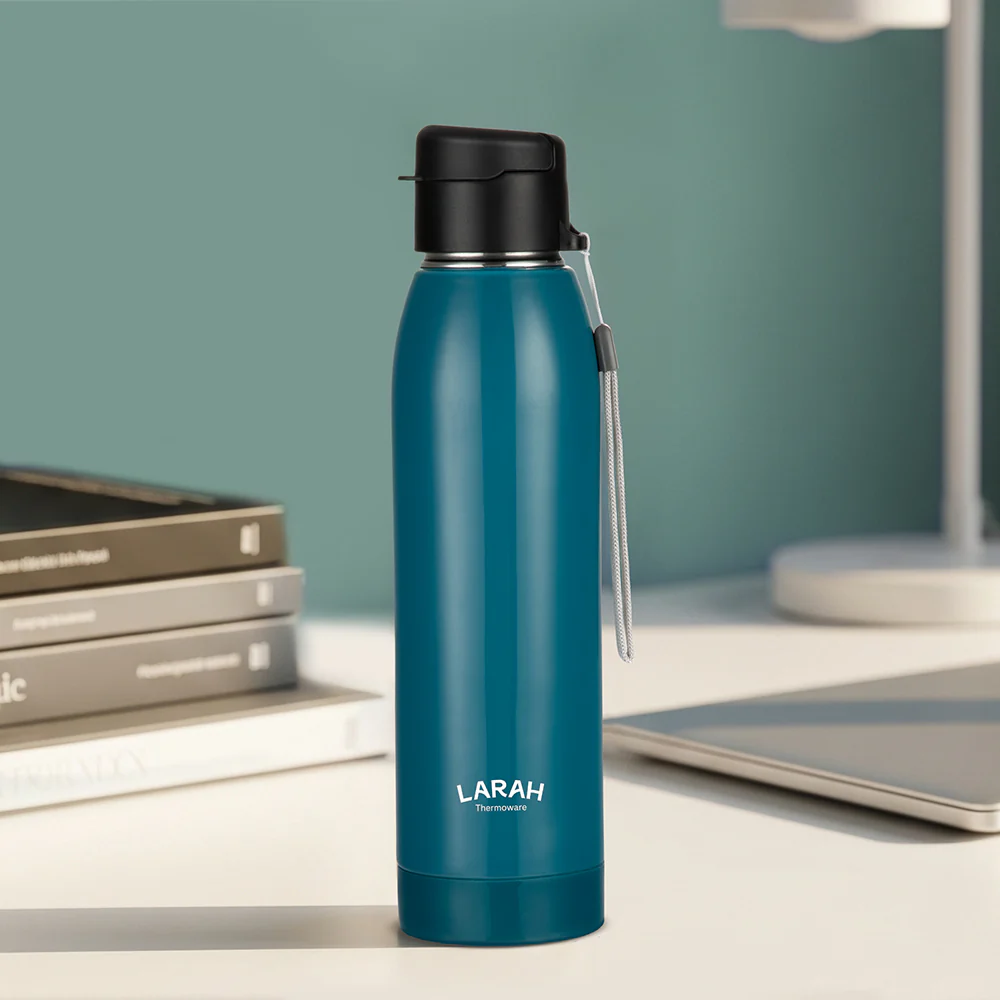 Larah Airo Round PU Thermoware Bottle, 650 ml, Teal