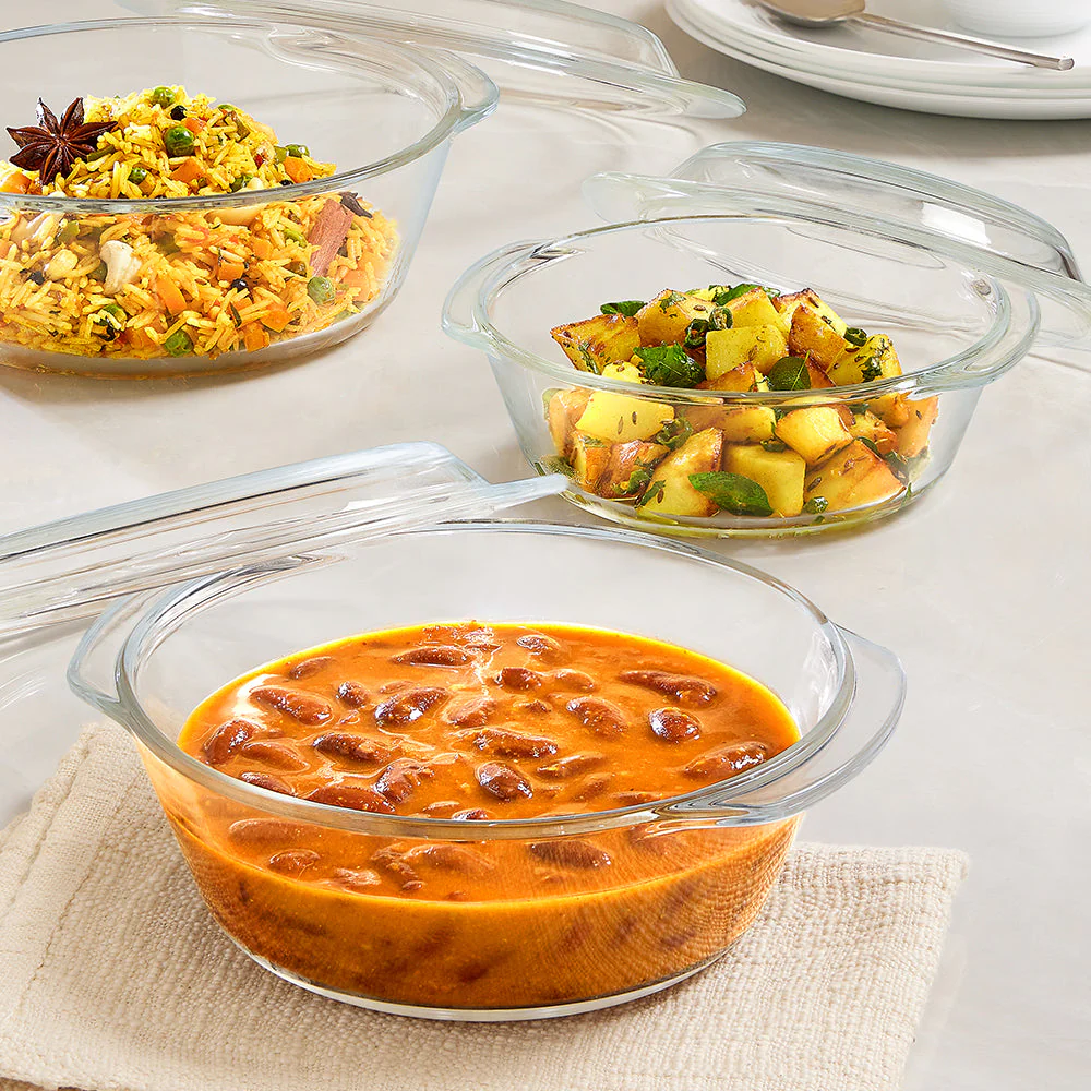 Borosil Round Casserole, Set of 2